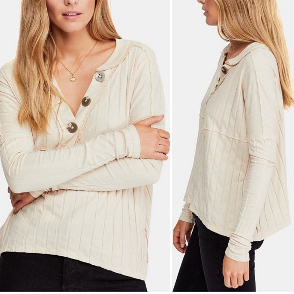 We The Free Long Sleeve Tan Top